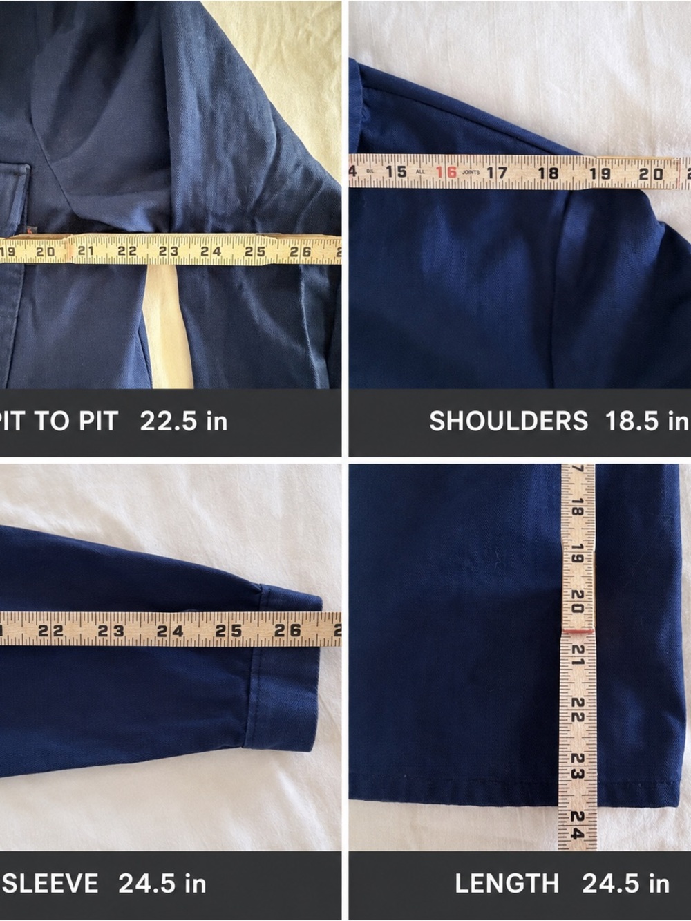 Vintage Fionier Stunning Deep Indigo HERRINGBONE Chore Jacket - Picture 4 of 5